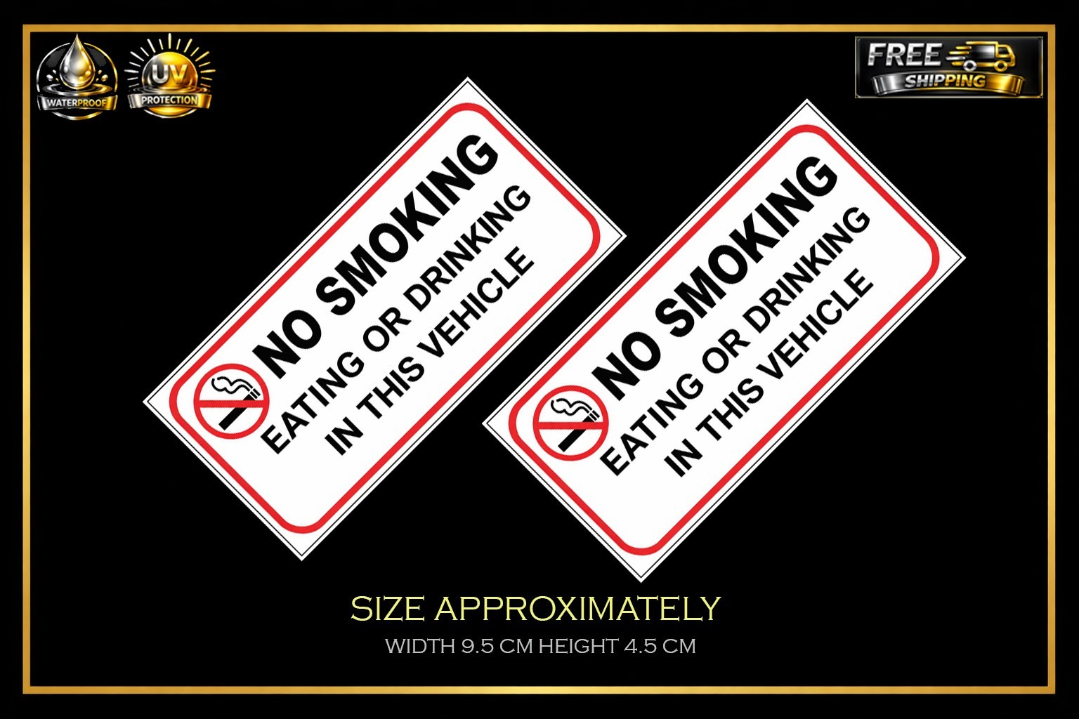 No Smoking Eating Drinking Sticker – Waterproof Vinyl, Self‑Adhesive Vehicle Saf