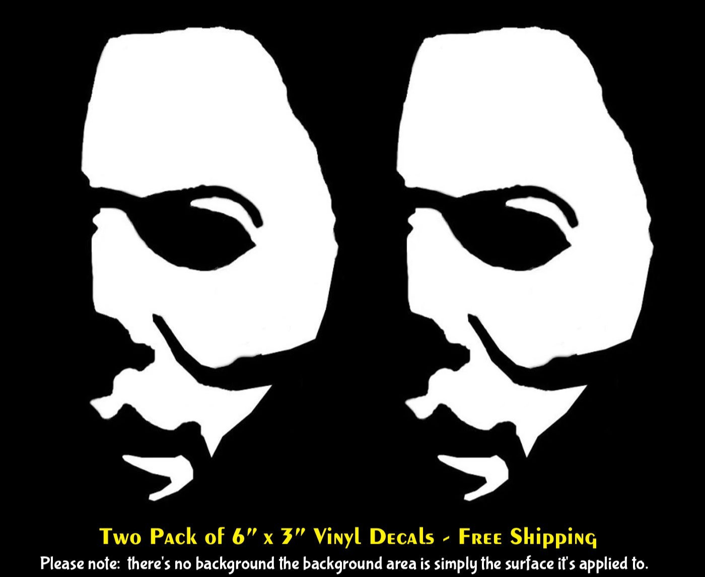Michael Myers Creepy Half Face Two Pack 6″ White Vinyl Decal Car Truck Windows