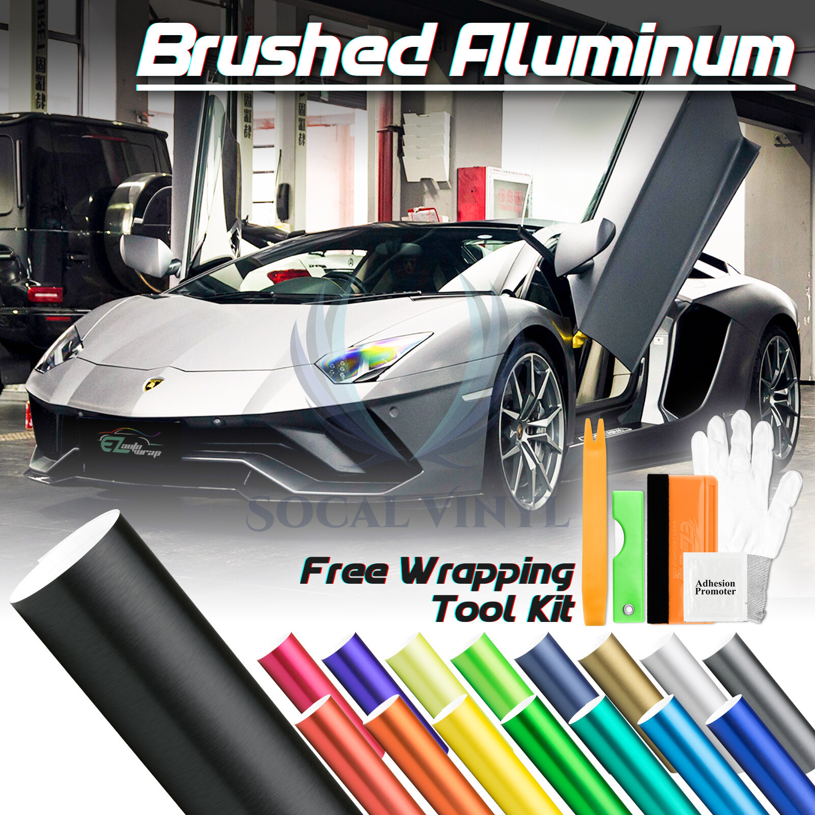 Brushed Aluminum Metal Steel Car Vinyl Wrap Sticker Decal Film Peel and Stick