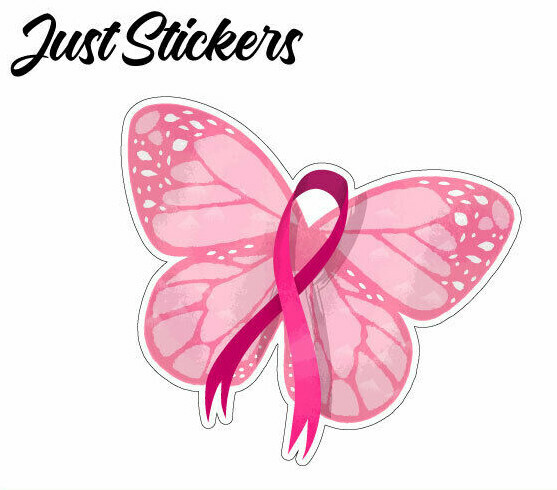 Pink Cancer Ribbon Butterfly Car Decal 240mm Large Awareness Sticker Vinyl