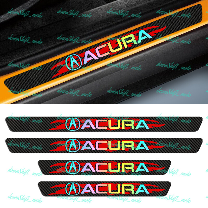 4PCS Carbon Fiber Car Door Scuff Sill Cover Panel Step Protector For Acura