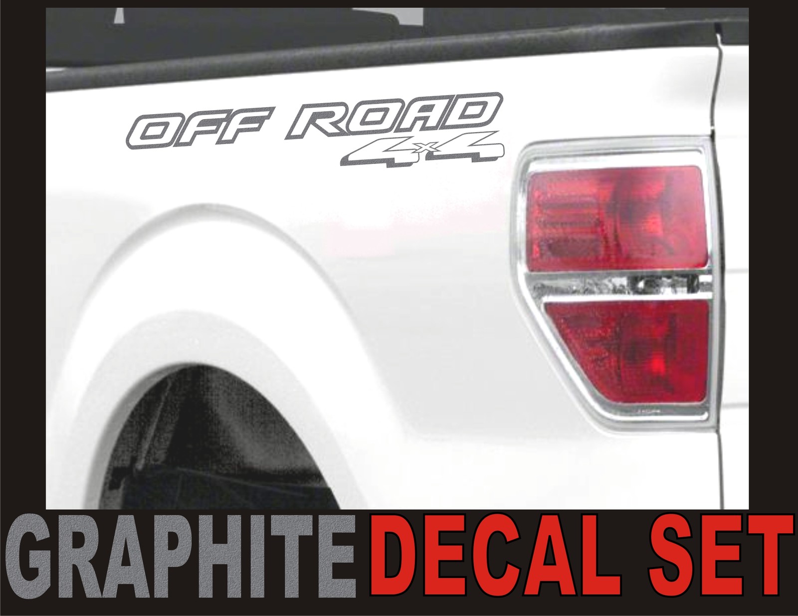 4×4 OFFROAD Truck Bed Decals, GRAPHITE METALLIC Set for Ford F-150 & Super Duty