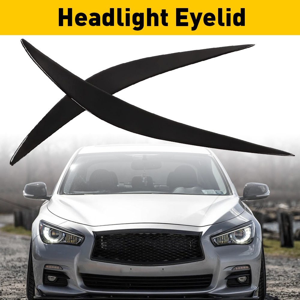 2-20 Headlight Eyelid Eyebrows Eye Lid Brow Gloss Black For Infiniti Q50 2014-23