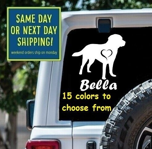 8 Size CUSTOM Name LABRADOR LAB HEART Car Window STICKER DECAL MacBook Laptop