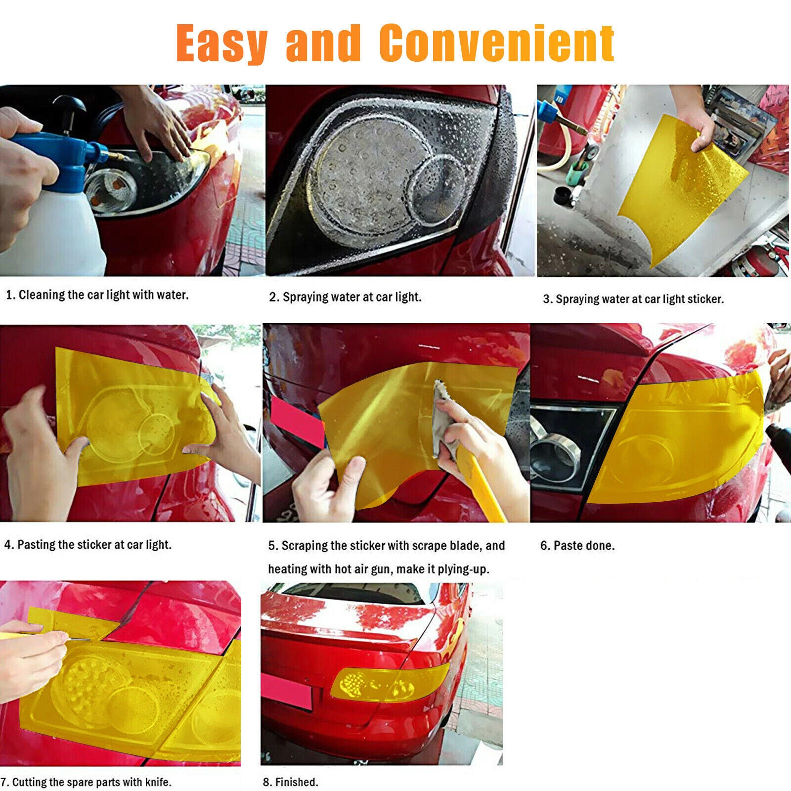 Direct Fit Car, motorcycle, electric bike Golden Headlight+Taillight Vinyl Film