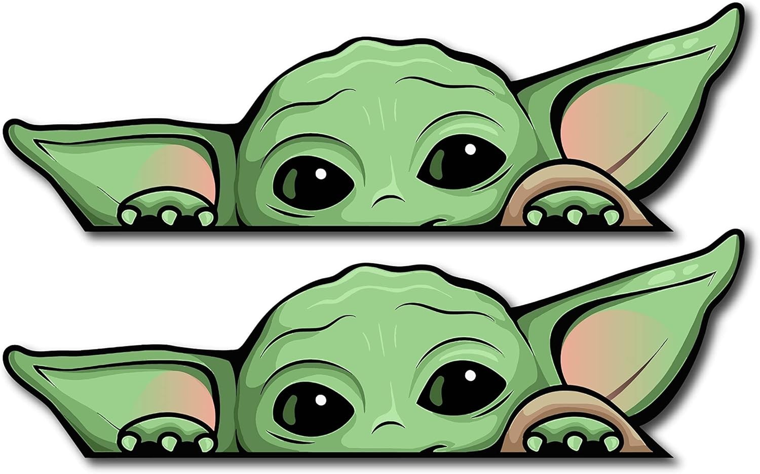 Pair of 12″ Wide Peeking Baby Yoda Stickers – Vinyl Decal sticker – Outdoor Use