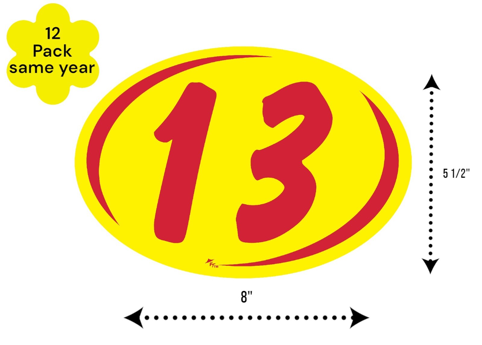 Windshield Model Year Vinyl Highlights Duo Digits Stickers Red & Yellow