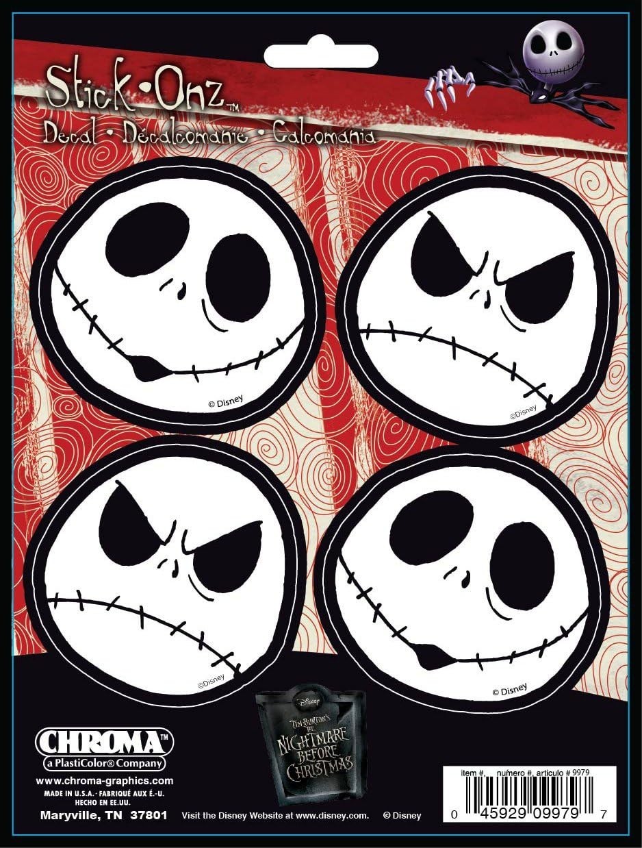 Disney Jack Nightmare Before Christmas Decals for Cars, Trucks, Lockers 4 Decals
