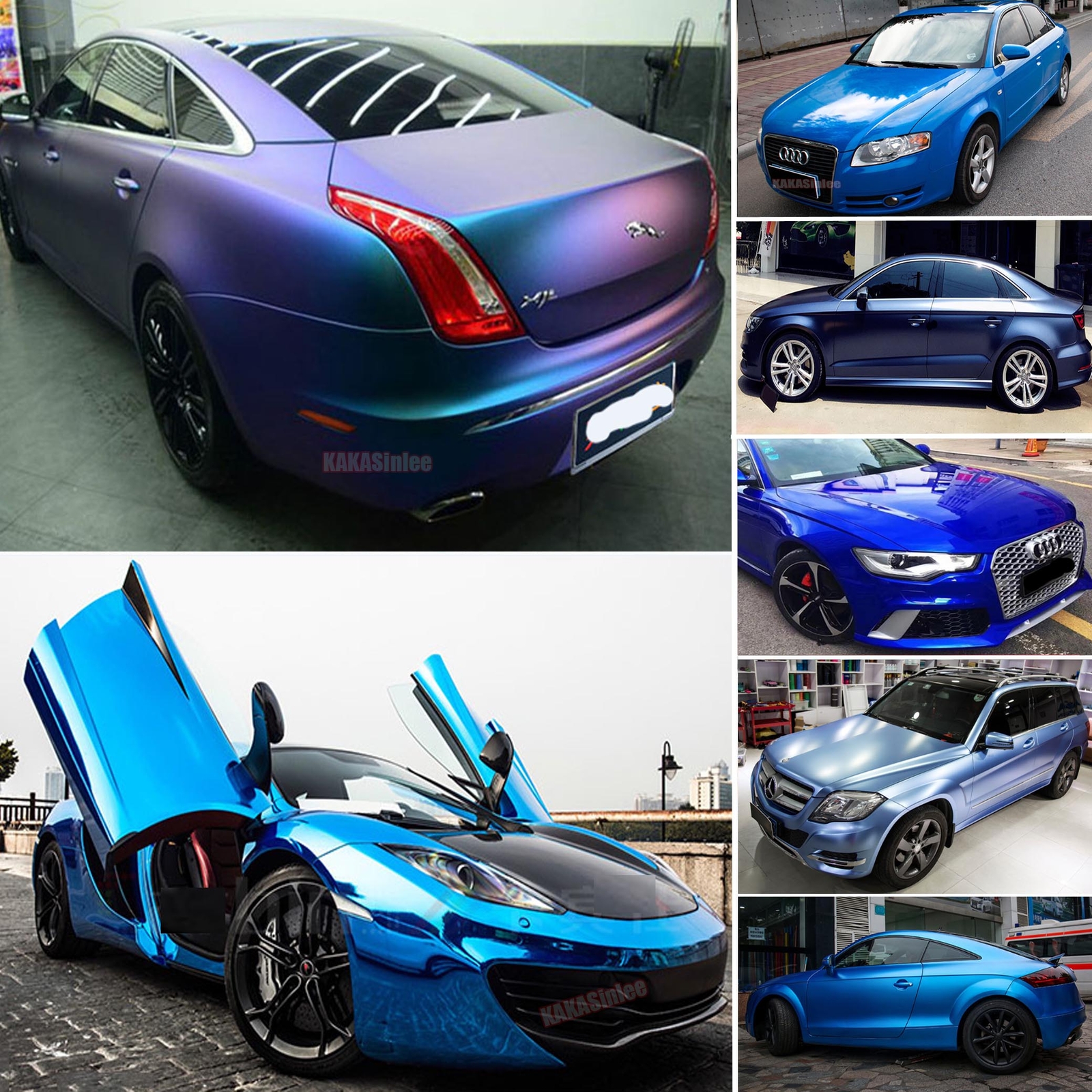 Blue Pearl Metal Mirror Chrome Chameleon Car Vinyl Satin Glitter Wrap Sticker US