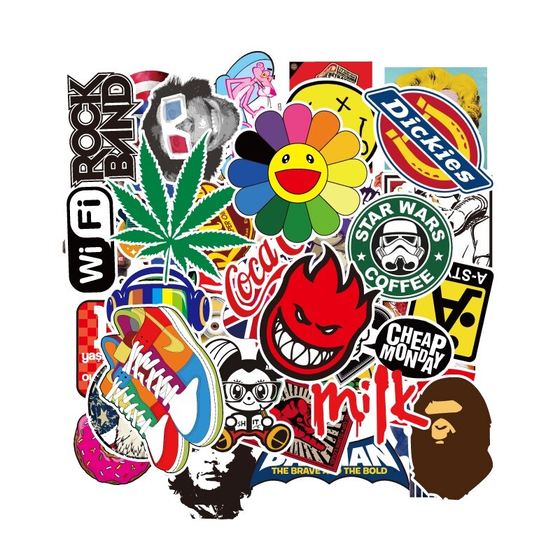 50 Pcs RANDOM DC Vans Fashion Stickers Bomb Motorcycle Helmet Motocross Decals