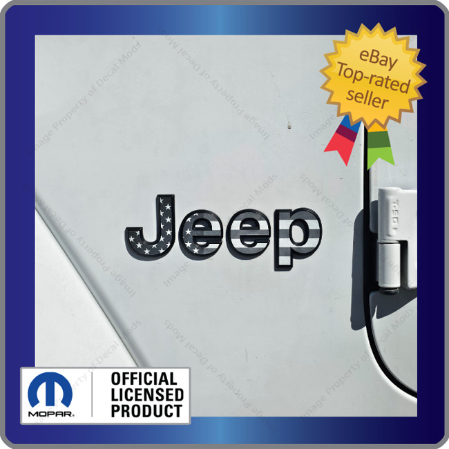 Jeep Wrangler JL Side Flat Overlay decals Black White American Flag USA FK1P3
