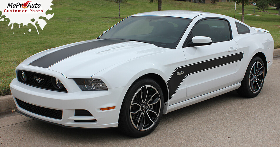2013-2014 Ford Mustang Center Hood Hockey Body Stripes 3M Vinyl Graphic Decals