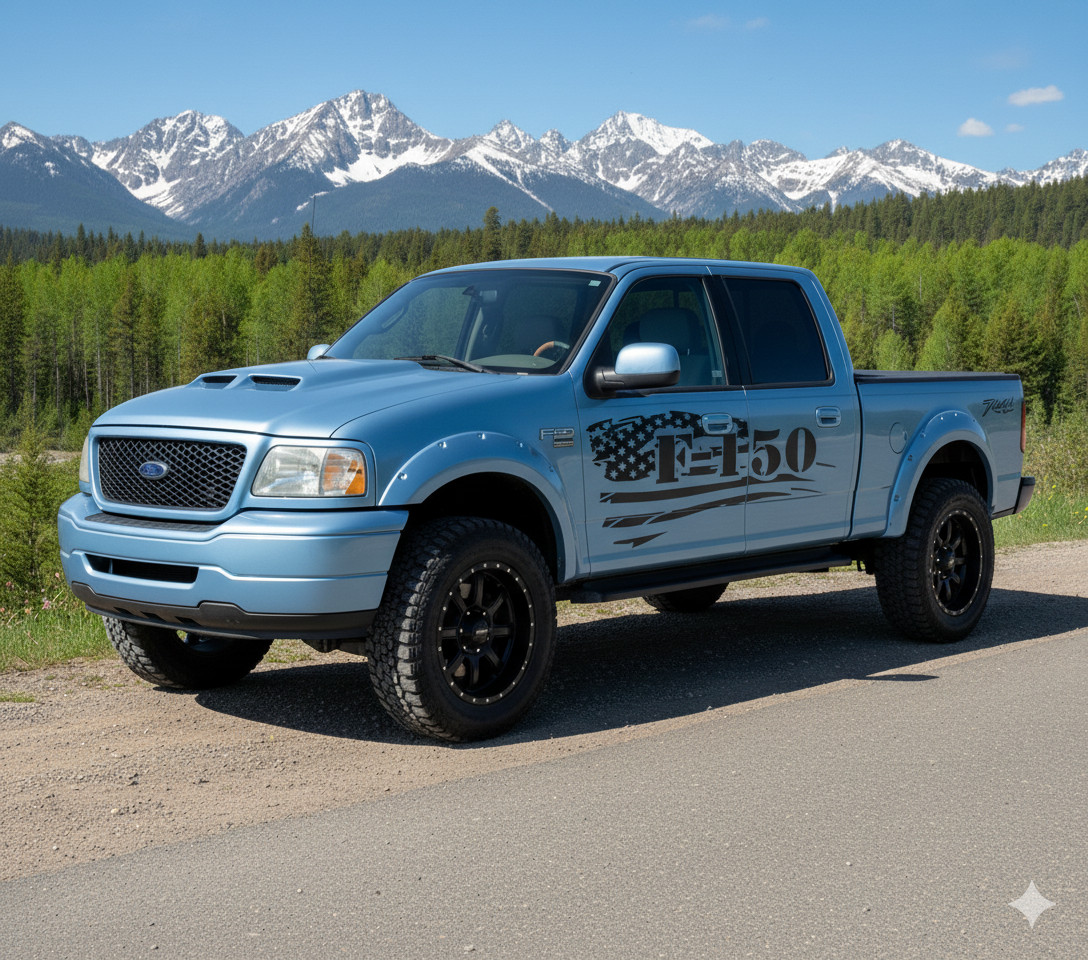 for Ford F-150 Left & Right Truck Graphics American Flag Vinyl Side Decals