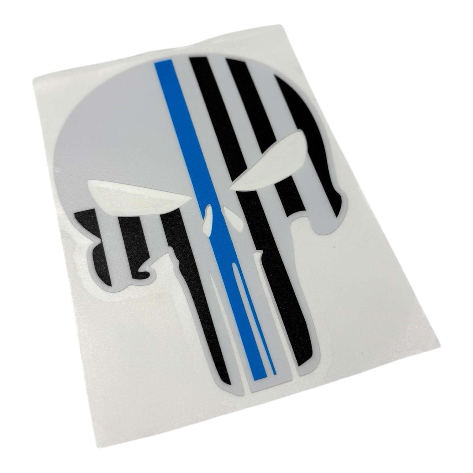 Punisher Skull Thin Blue Line Emblem American Flag (Polished Stainless Steel)