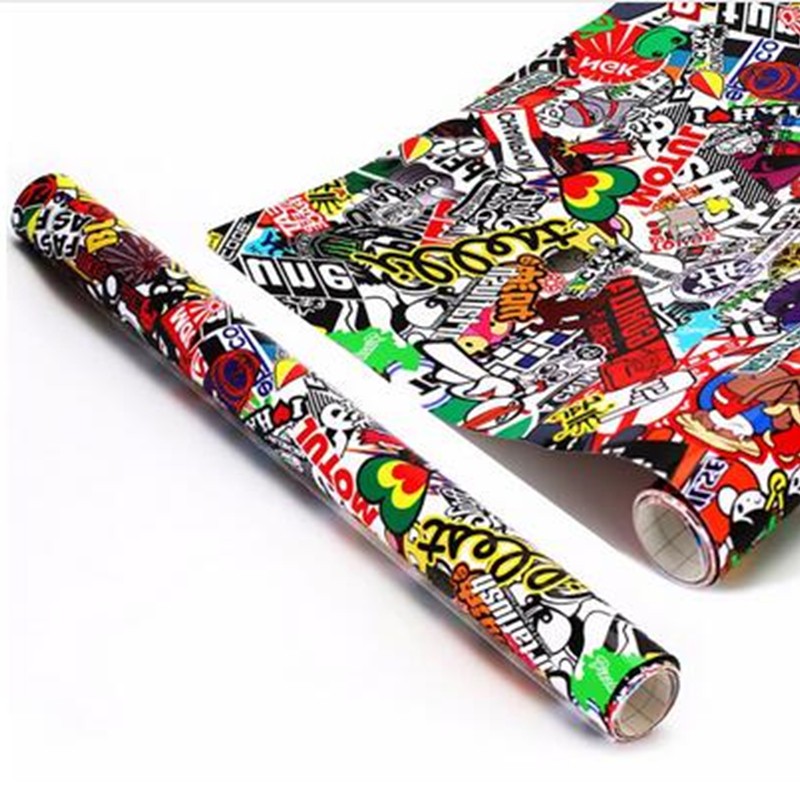 Car Body Sticker Decor Panda Cartoon Graffiti Bomb Vinyl Wrap Sheet DIY Decal