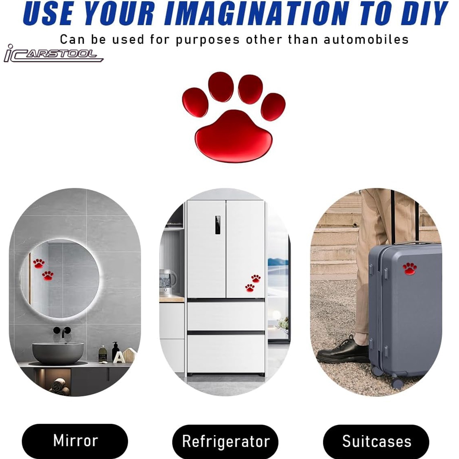 4 PCS 3D Red Dog Paw Car Decal Auto Bumper Window Laptops Decor Emblem Decal