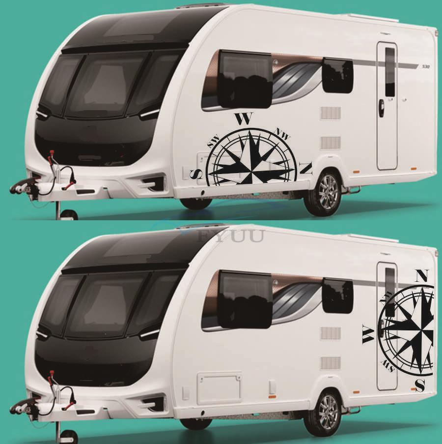 Universal Car Van Trailer Body Vinyl Sticker Compass Totem Decal Black 73x125cm