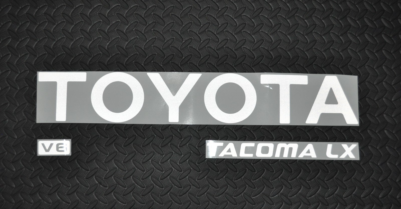 REFLECTIVE TOYOTA TACOMA WHITE TRUCK TAILGATE LOGOS DECAL 95-99 V6 pickup