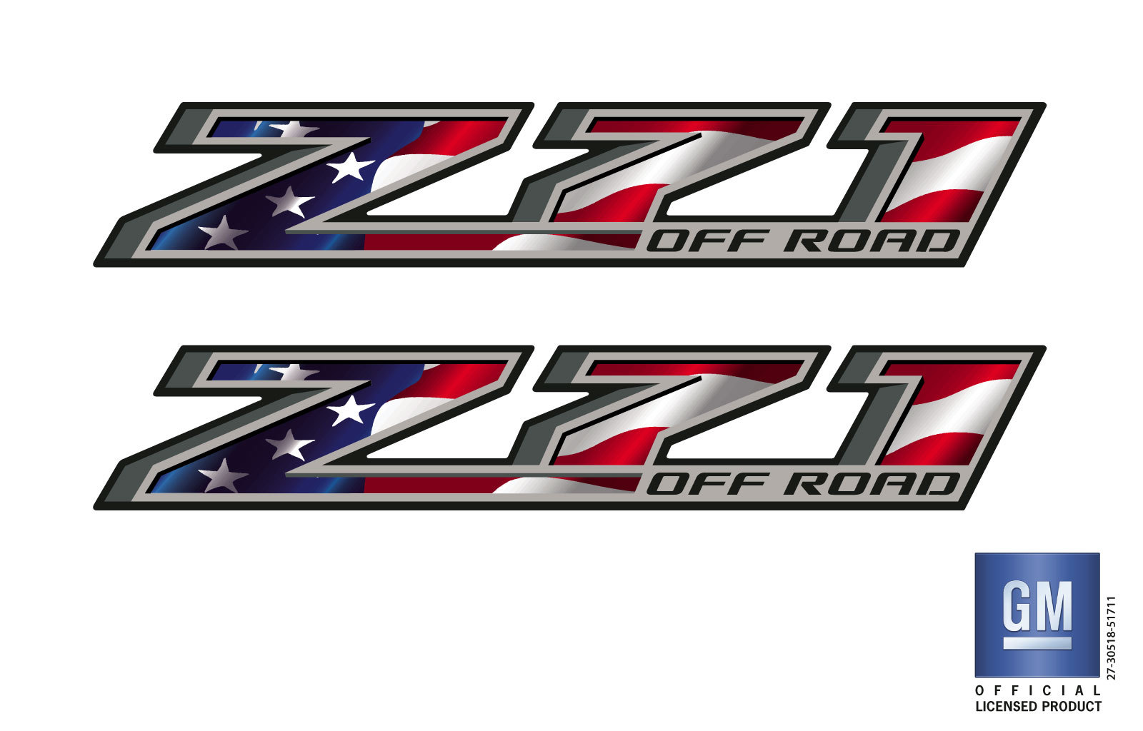 2014 15 16 17 Chevy Silverado American Flag Z71 Off Road Bed Side Decal Set of 2