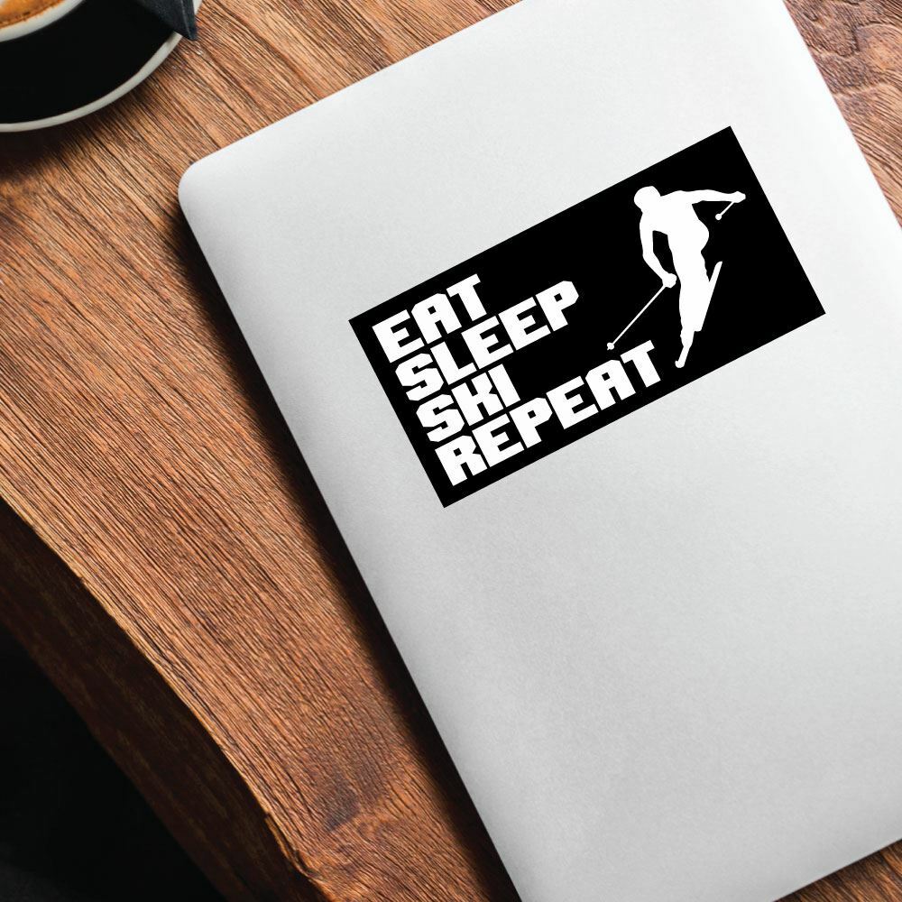 Eat Sleep Ski Repeat Sticker Decal Funny Sport Game Hobby