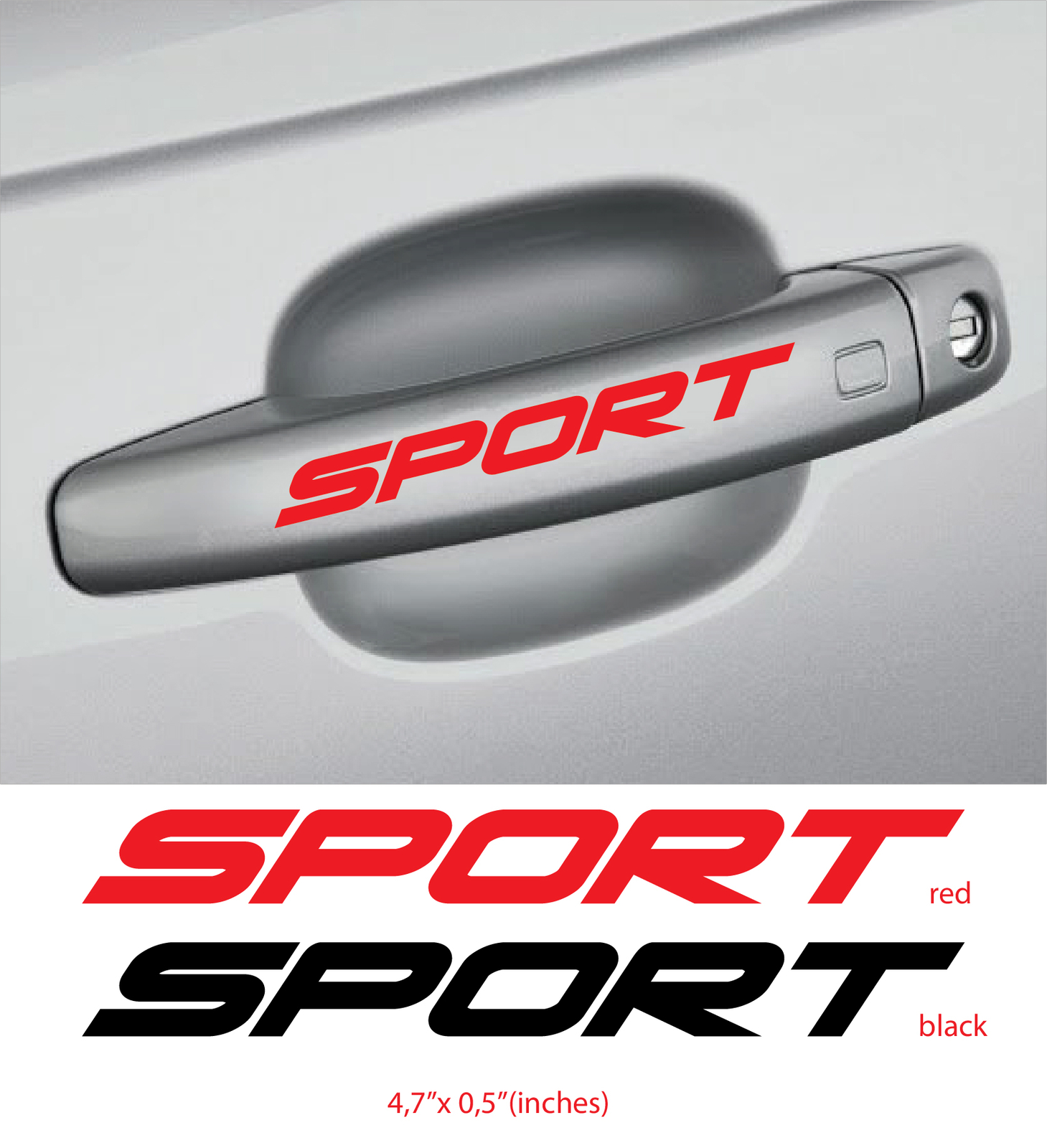 SPORT Door Handles Vinyl Decal Sticker Emblem logo Racing Car Truck SUV Red