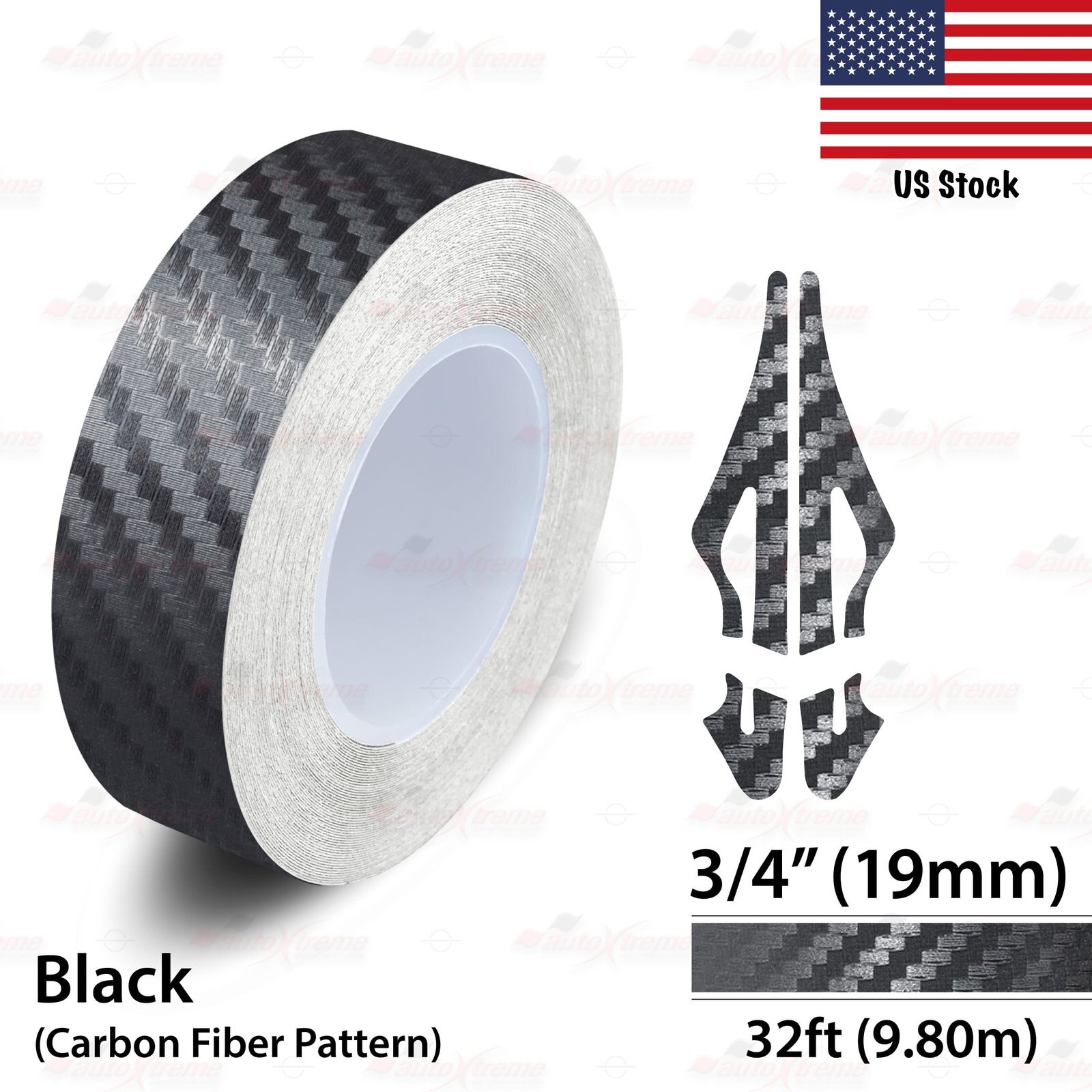 3/4″ Vinyl Pinstriping Pin Stripe Styling Tape Sticker 19mm CARBON FIBER BLACK