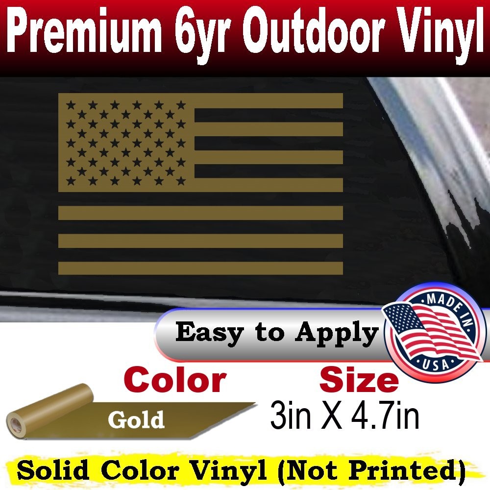 American Flag Car or Truck Window Laptop Decal Sticker Gold 3X4.7