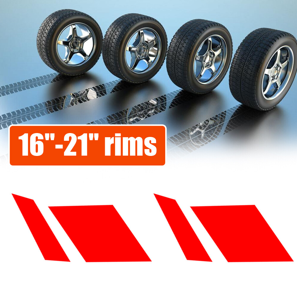 Red Reflective Car Wheel Rim Stripe Vinyl Decal Stickers Set Accessories For 18″