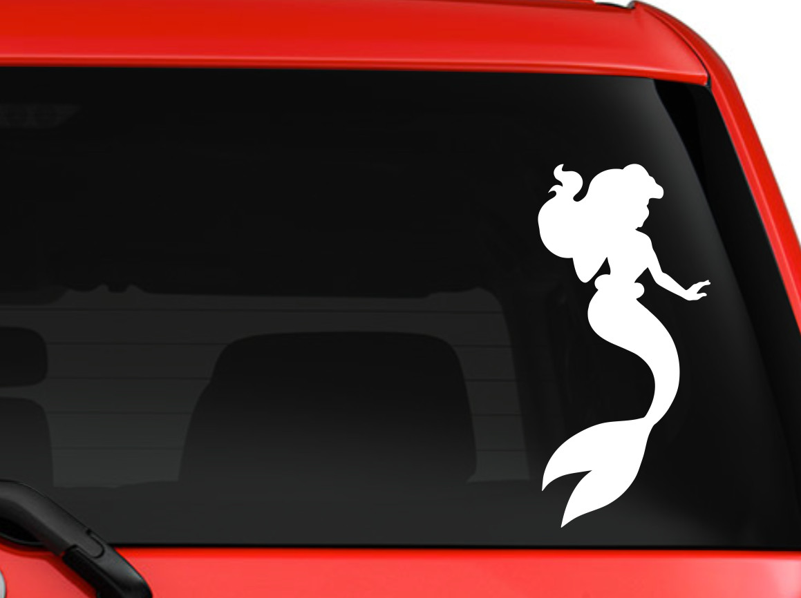 Disney Little Mermaid Ariel silhouette car truck decal sticker laptop 6″ White