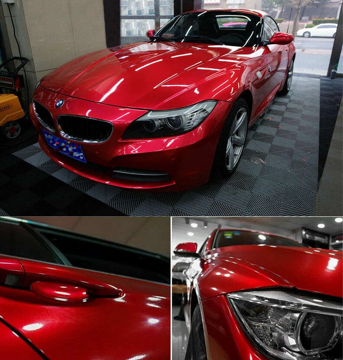 65FT x 5FT Red Car Wrap Metallic Glossy Vinyl Sticker Auto Film Air/Bubble Free