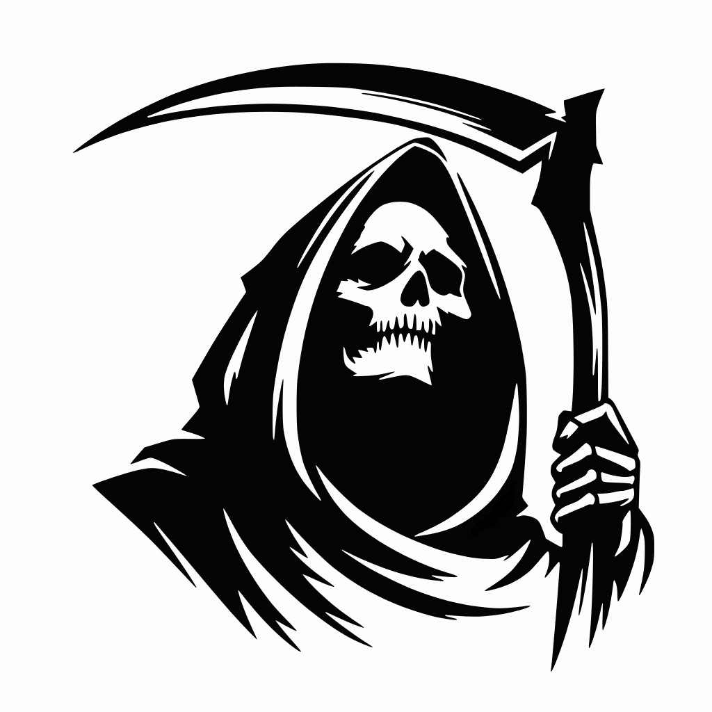 Evil Death Grim Reaper Skull Die Cut Vinyl Sticker Decal Left Right or Pair