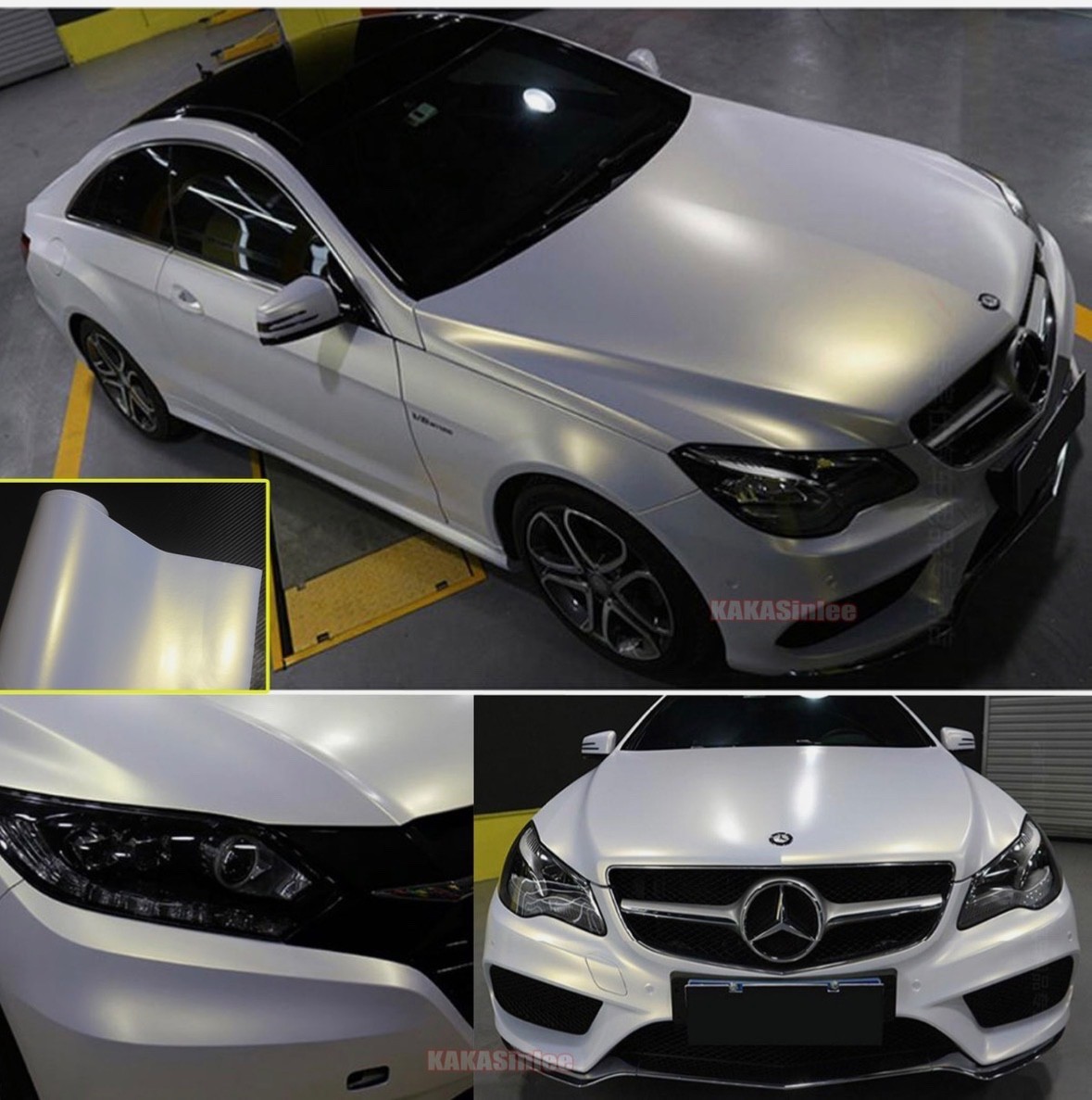 Matte White to Gold Chameleon Vinyl Cover Whole Car Wrap Film Sheet