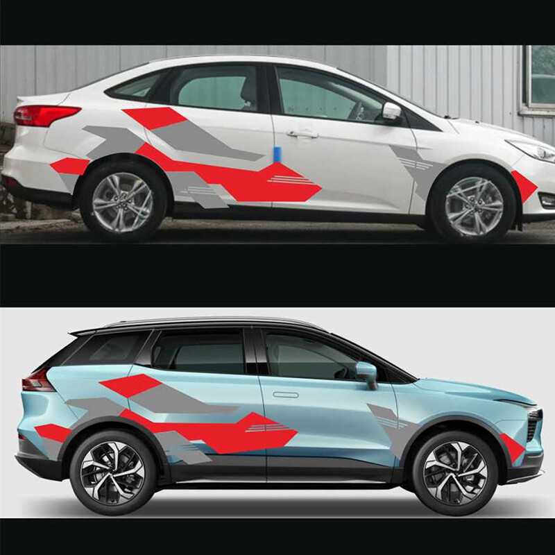 Racing Sport Styling Vinyl Decals Modified DIY Stickers Red/Gray For Car Side