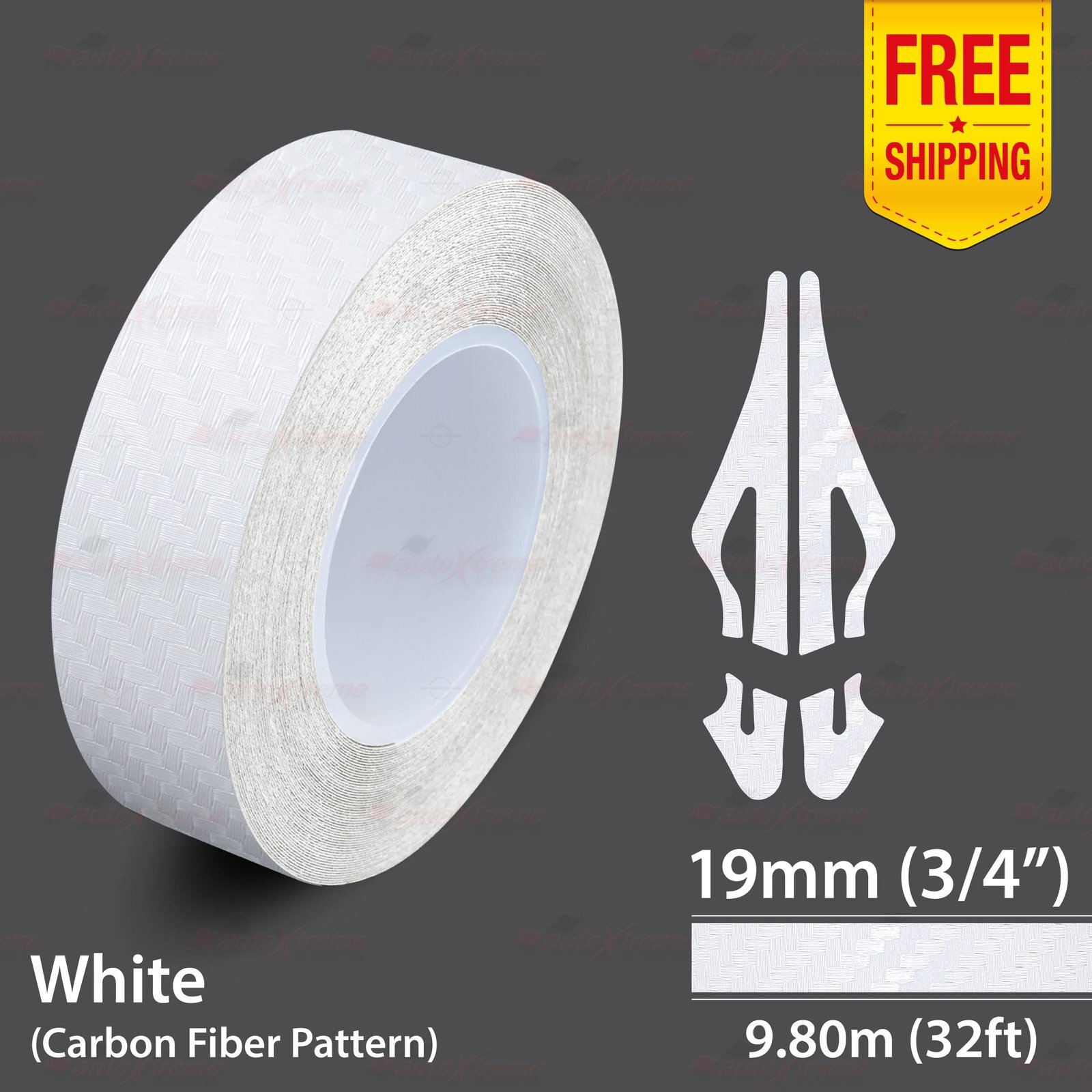 3/4″ 19mm PinStriping Stripe Tape Styling Decal Vinyl Sticker CARBON FIBER WHITE