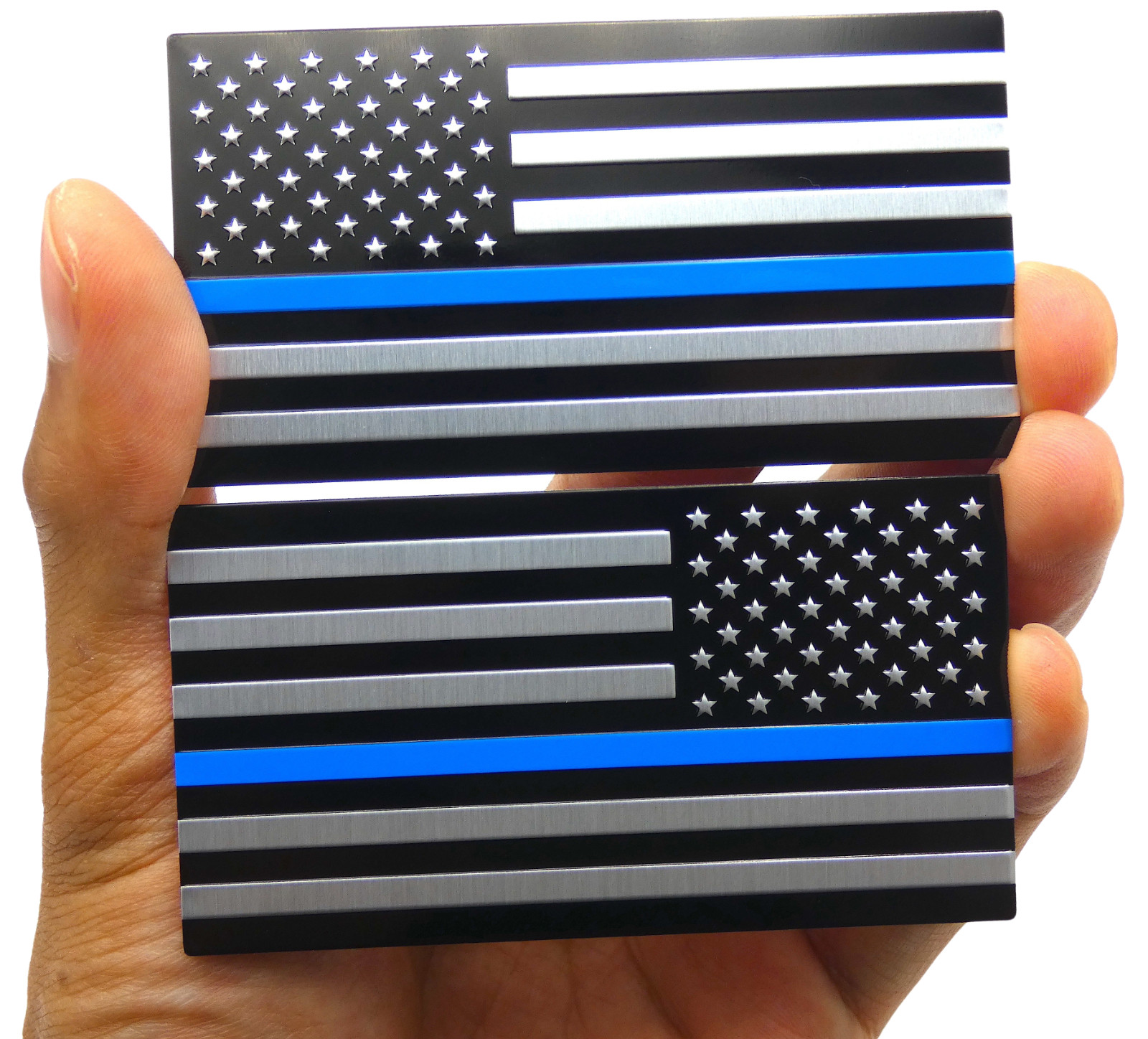 ALUMINUM Thin Blue Line Flag Decal Sticker Support Law Enforcement Police MIRROR