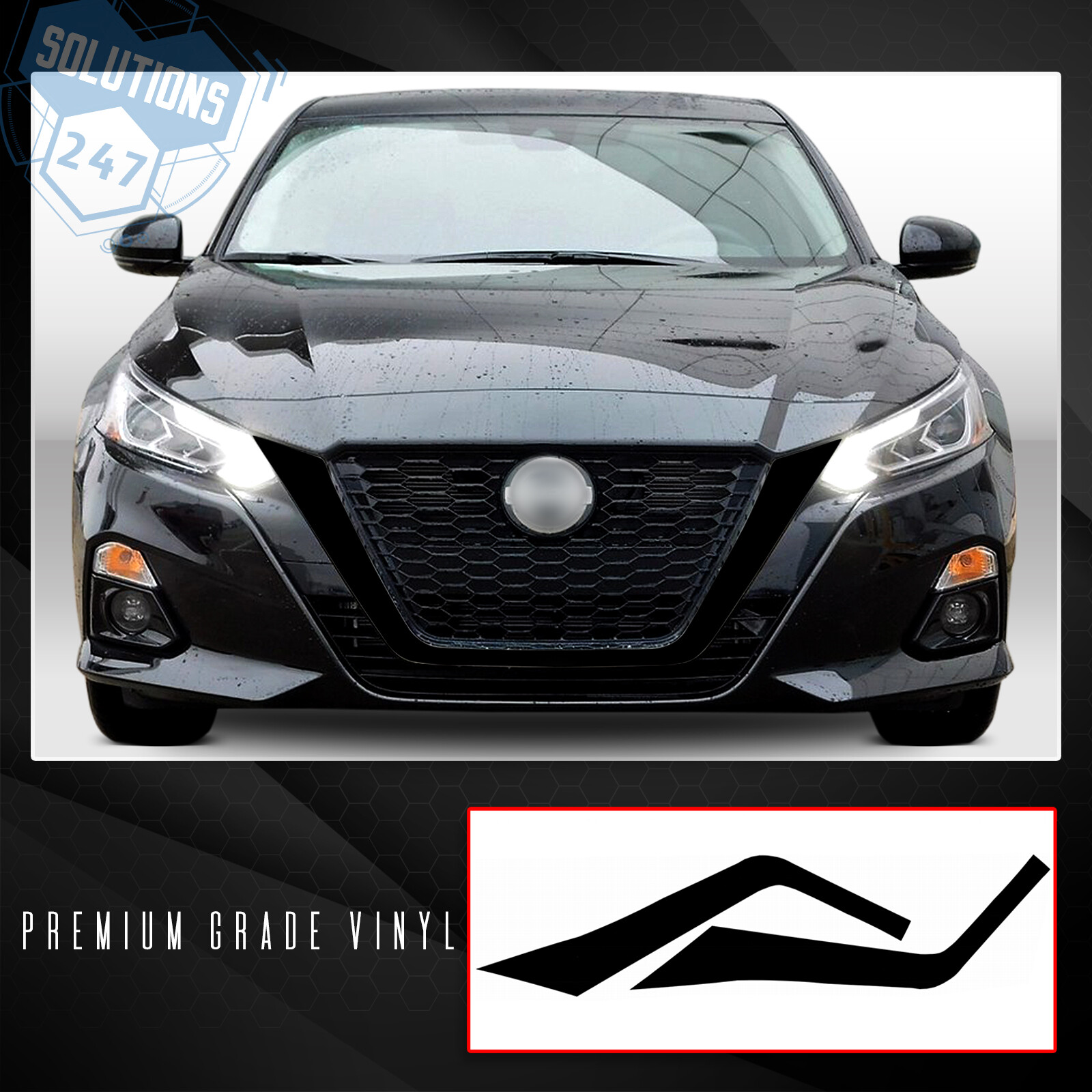 For 2019-2020 Nissan Altima Front Grille Chrome Delete Kit – Satin Matte Chrome