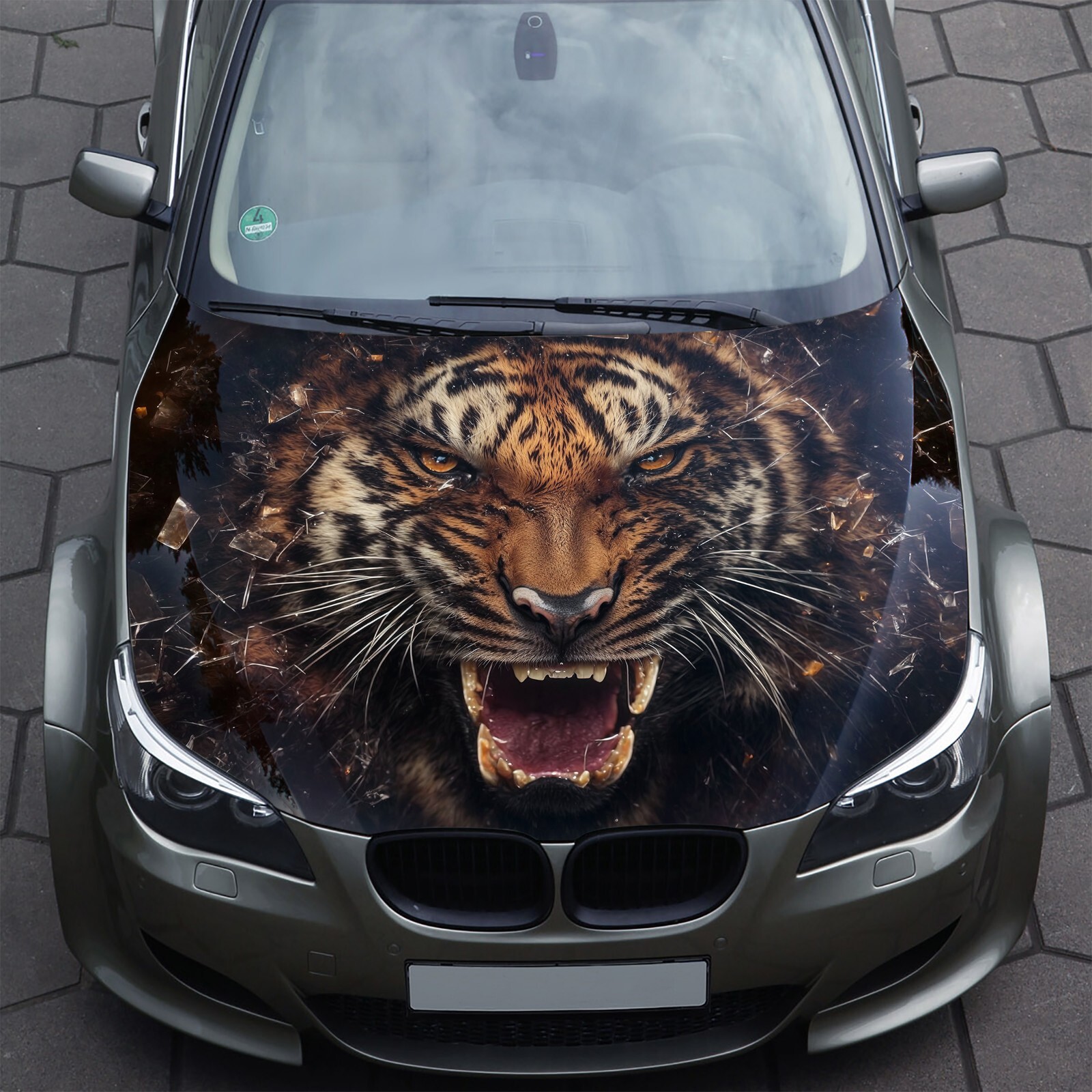 Angry Tiger Car Hood Wrap Decal Vinyl Sticker Full Color Graphic Fit any Car