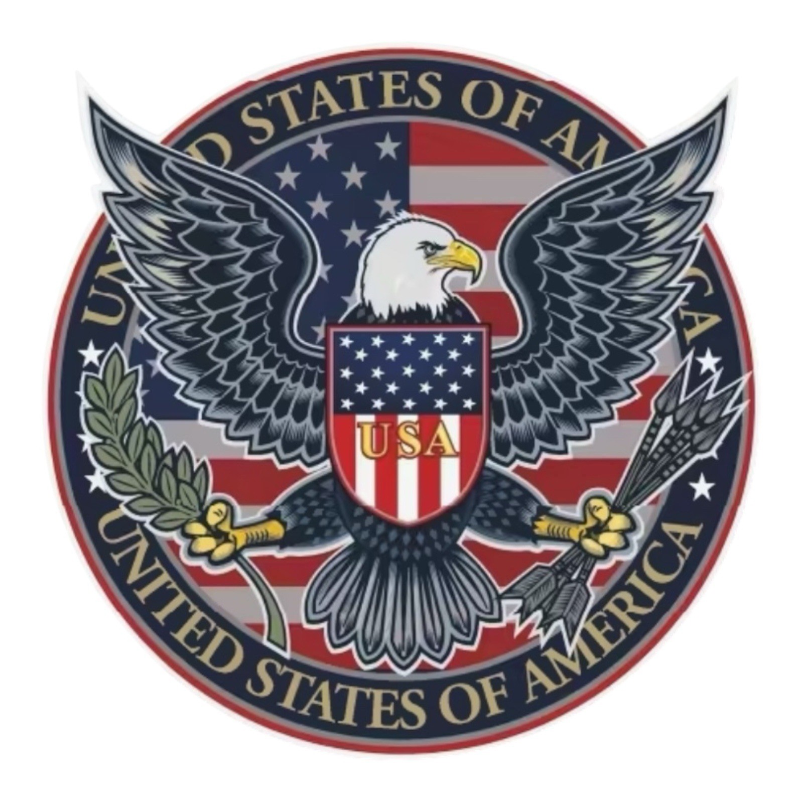 UNITED STATES of AMERICA SEAL EAGLE FLAG LARGE 6.2” Large Decal Sticker Bumper