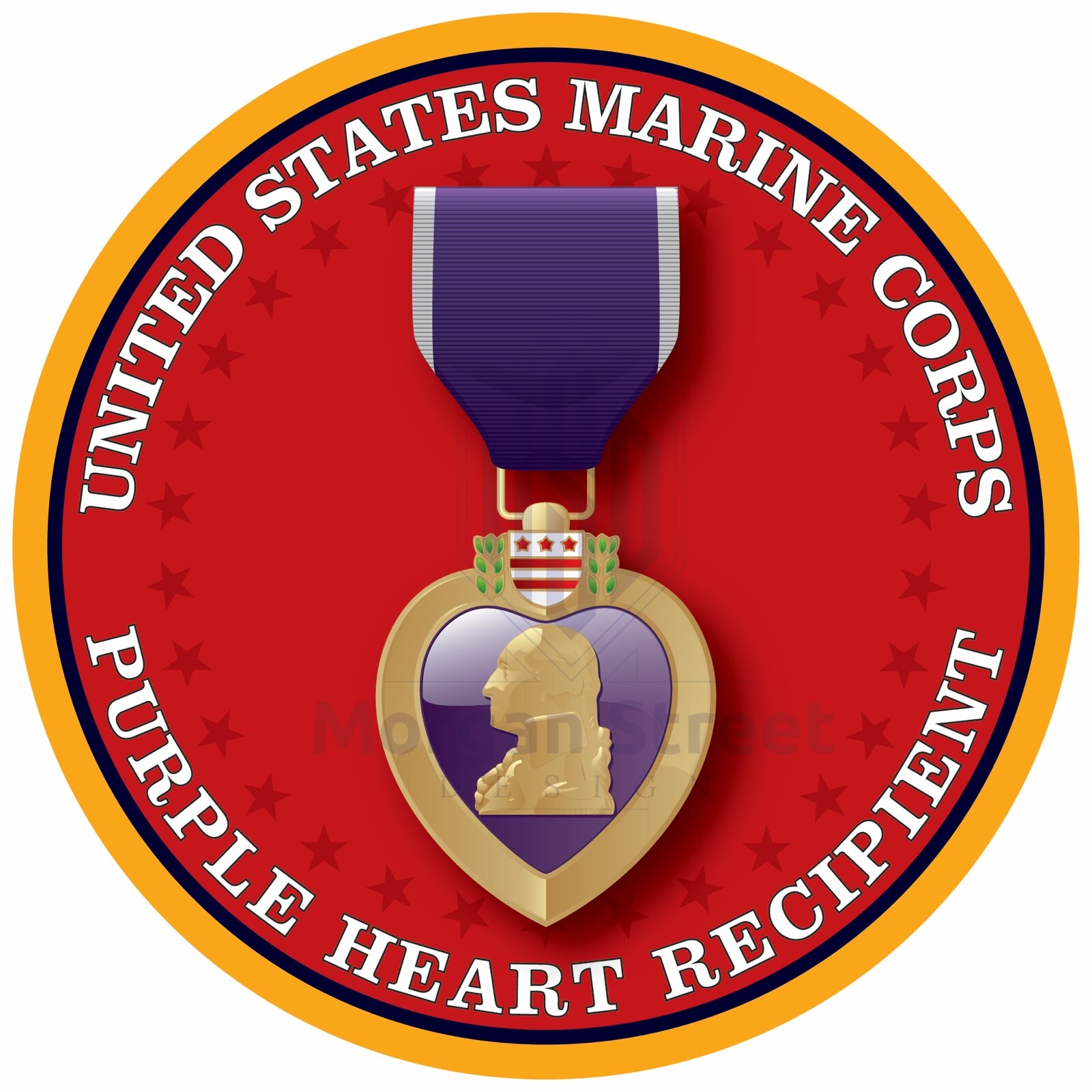 US Marine Purple Heart Recipient Decal Sticker Veteran