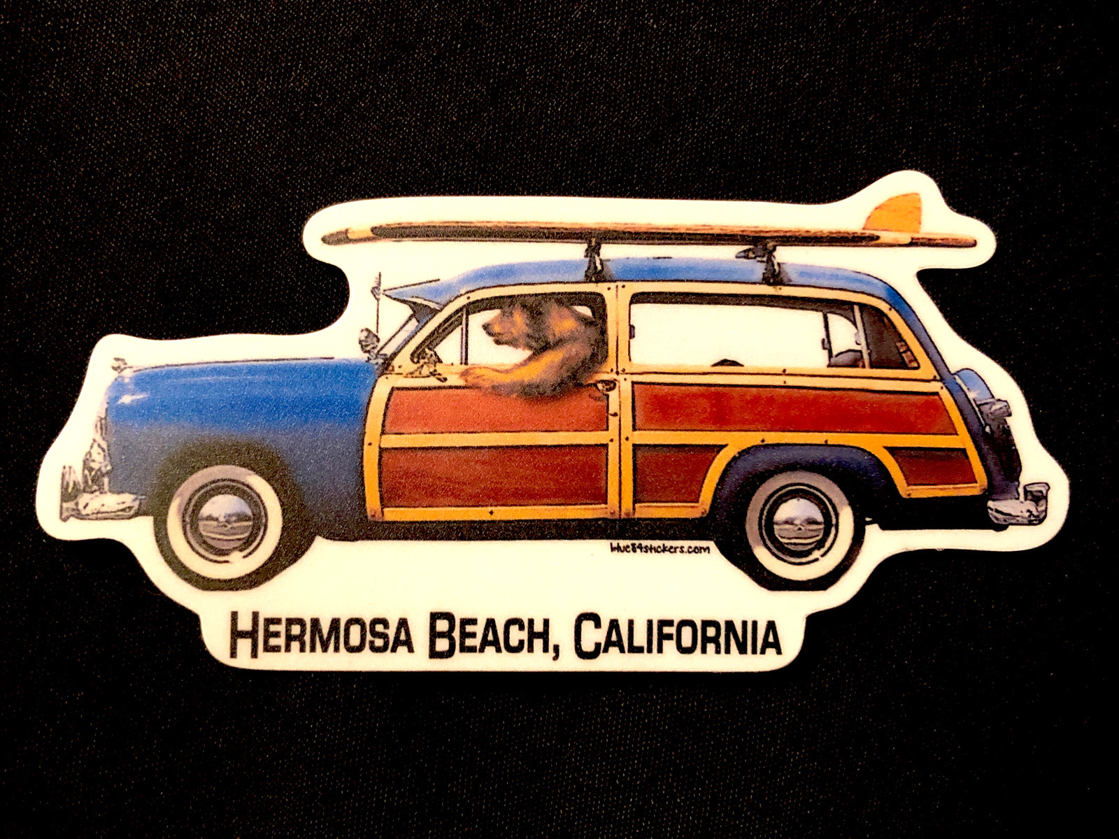 HOT ROD STICKER “WOODY’S CLASSIC 1950’S HERMOSSA BEACH CALIFORNIA” 5“ X 2 1/4“