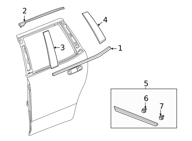 Genuine GM Rear Driver Side Door Window Frame Rear Applique 84988285