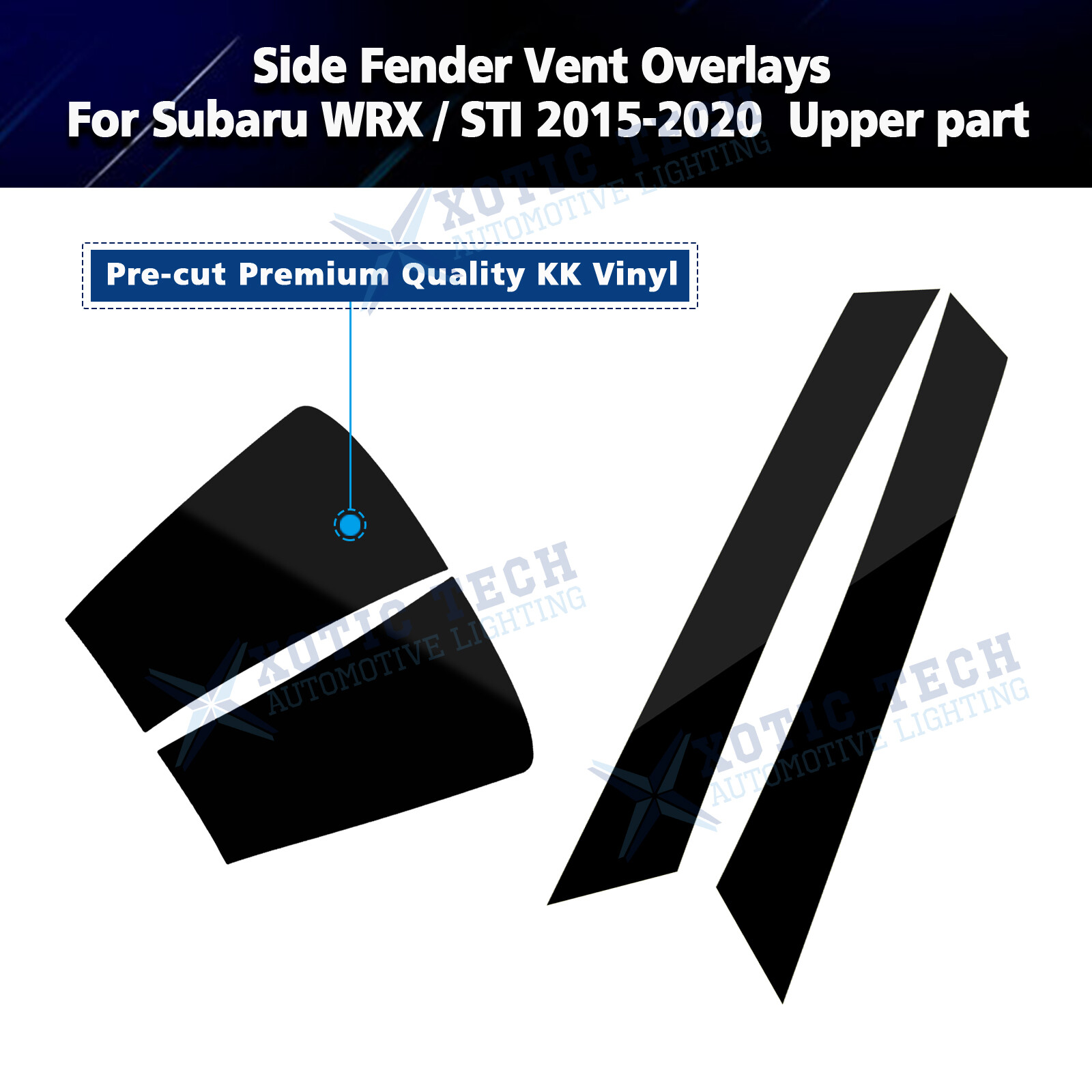 Black Front Fender Upper & Lower Air Vent Sticker for Subaru WRX STI 2015-2021