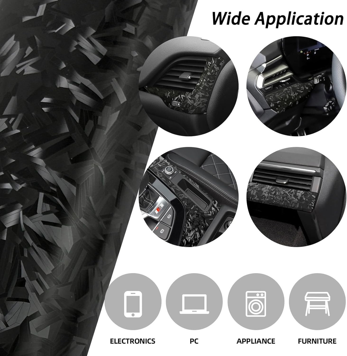 High-Quality Forged Carbon Fiber Vinyl Wrap for Cars, 1FT x 5FT – Easy Install
