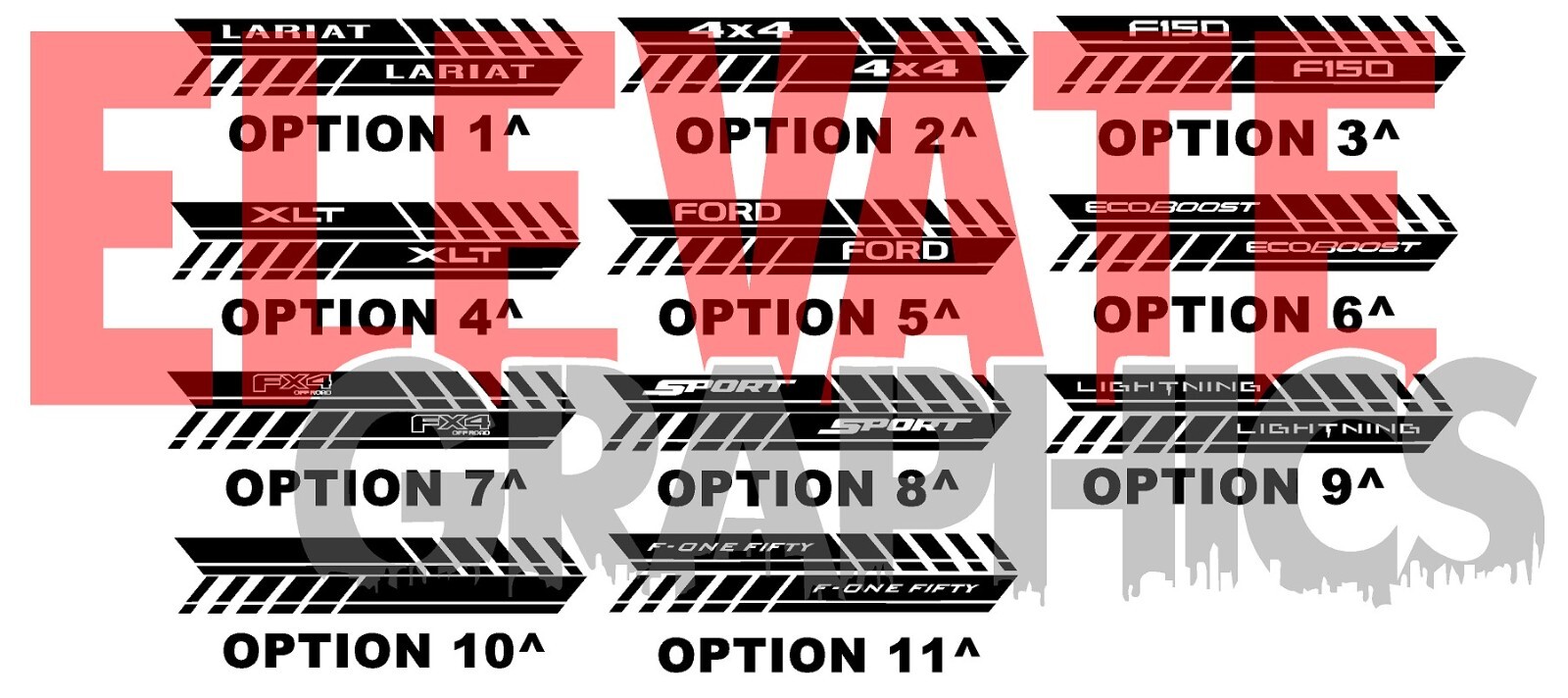 For Ford F-150 Stripes Side Flow Graphics Vinyl 3M Decals Stickers 2009-2024