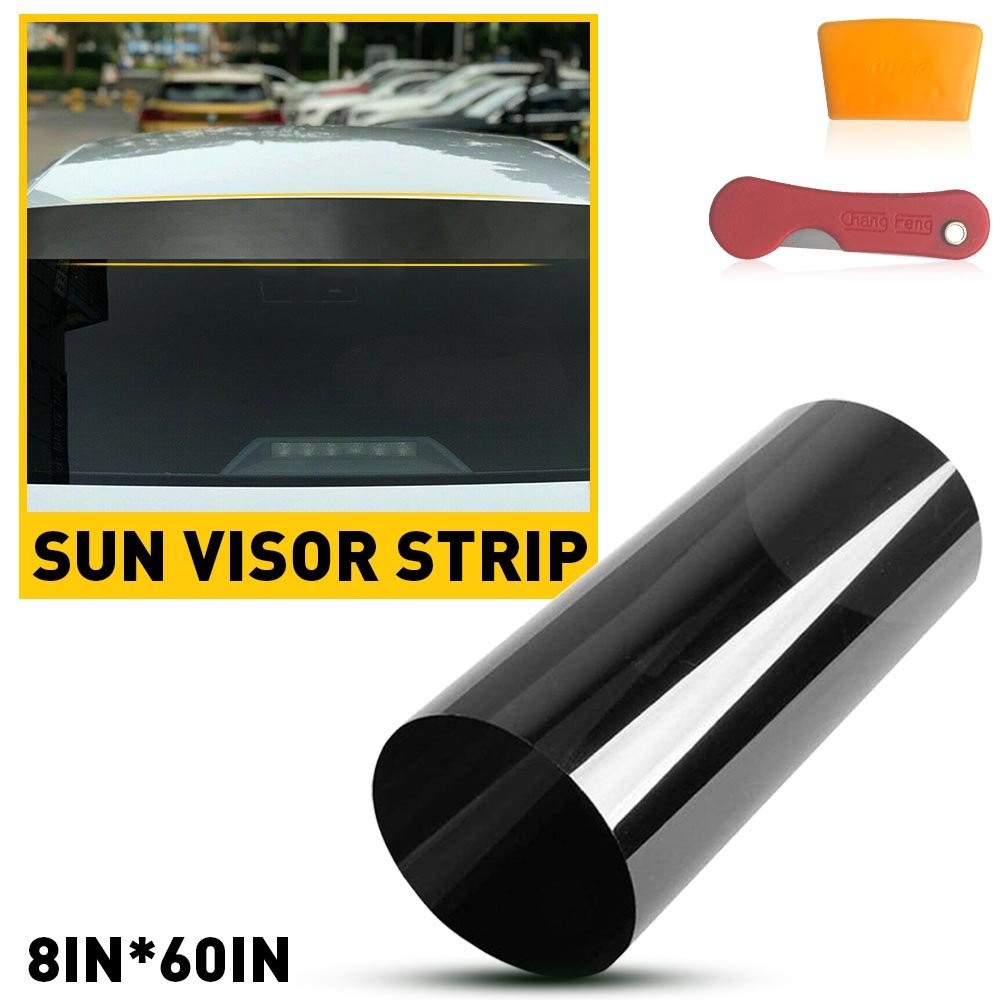 Car Visor Sun Strip Film Tint Windshield Front UV Shade Banner Black Accessories