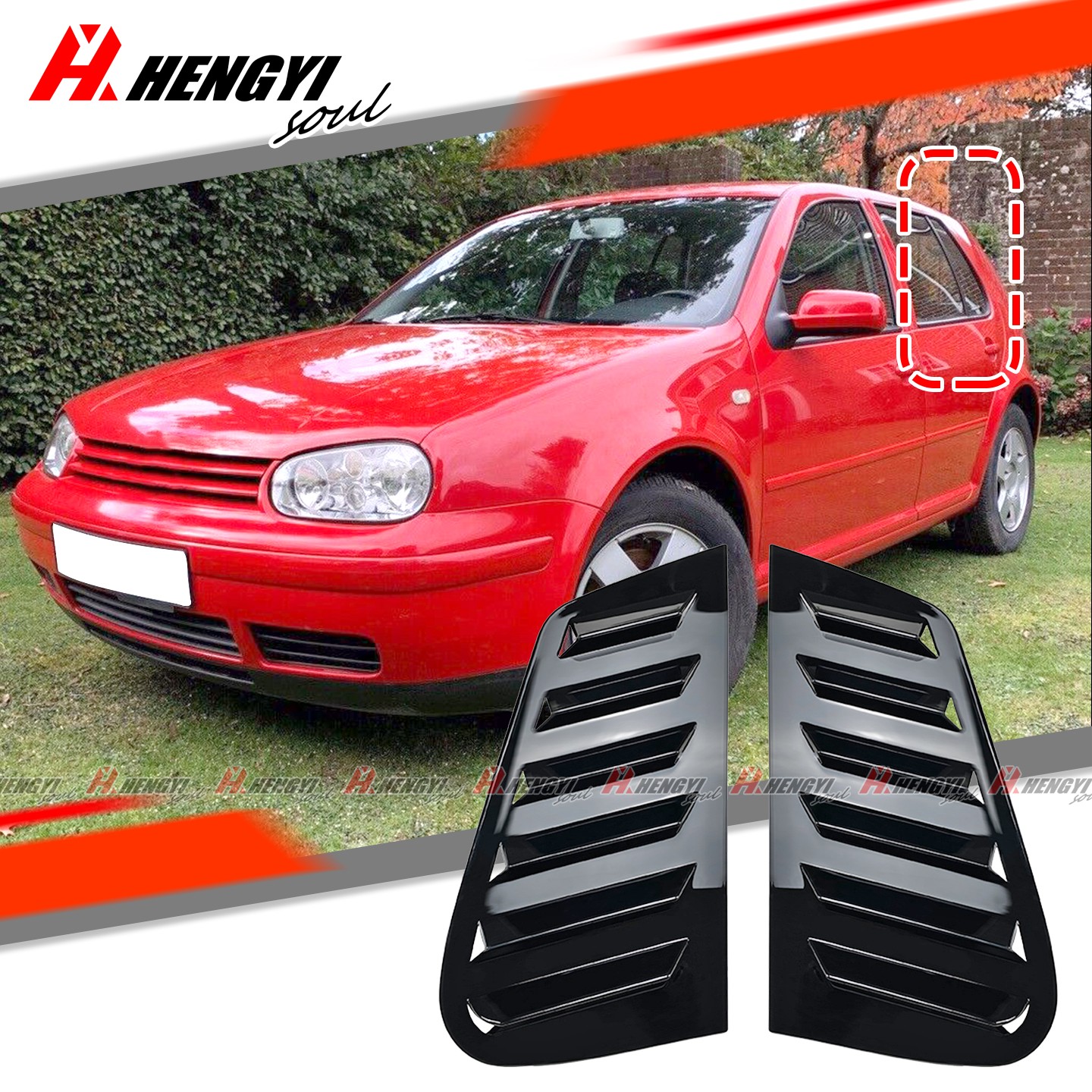 Glossy Black Rear Window Louver Cover For Golf MK4 5-Door Hatchback 1997-2004