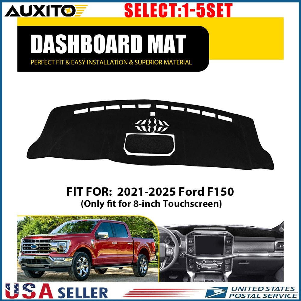 Dashboard Cover Dash Sunshade Mat Black Fit Ford F150 2021 2022 2023 24 25 1-5X