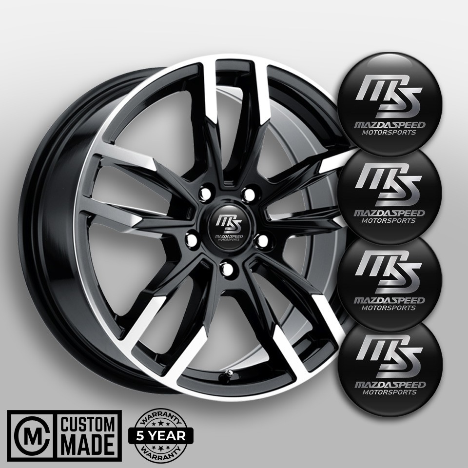 4x Mazdaspeed Hub Caps Stickers Silicone Logo Emblem Wheels Wheel Hub Caps