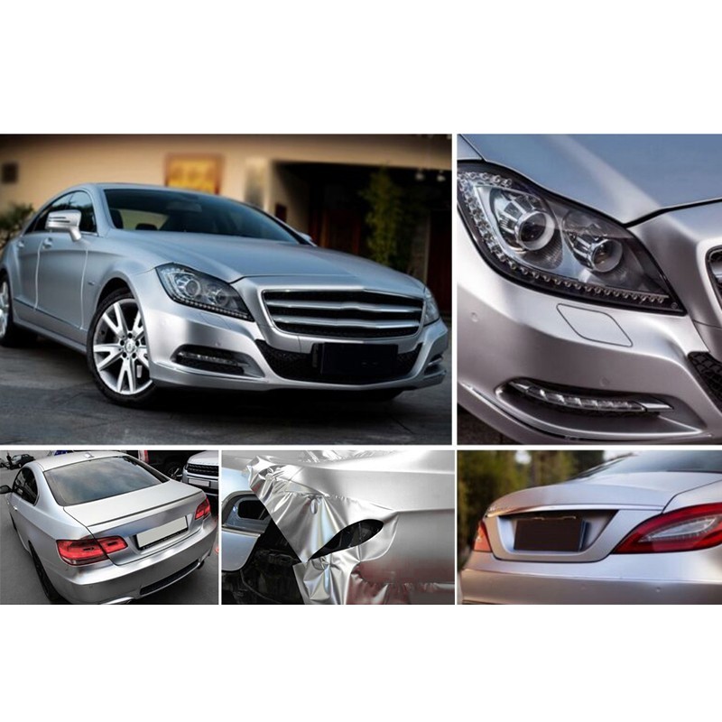 Car Satin Matte Chrome Metallic Silver Film Wrap Sticker Bubble Waterproof