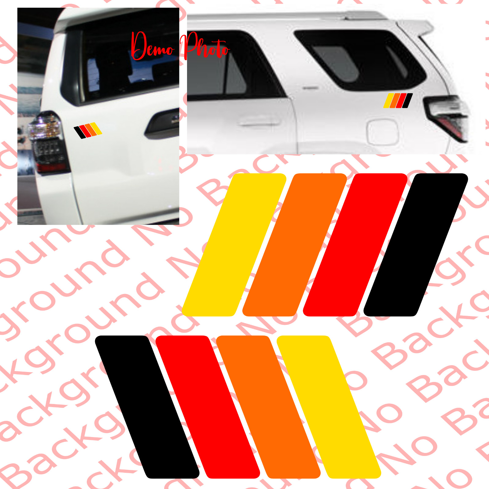4 Color RETRO SLANT STRIPES Rainbow Vinyl Decal Fits 4RUNNER TACOMA Tundra TY009